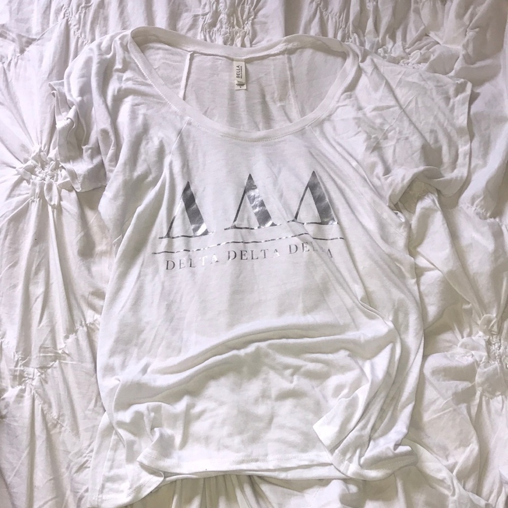 White & Silver Tri Delta Bella Tee